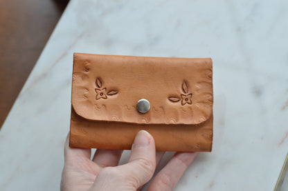 Vintage Order of the Eastern Star (OES) Tooled Leather Folding Mirror - Masonic Vanity Pouch