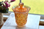 Antique Imperial Glass Diamond & Sunburst Fairy Lamp Shade - Marigold Carnival Glass Candle Cover & Lid - Bottomless Hurricane Shade - Rare Replacement Part