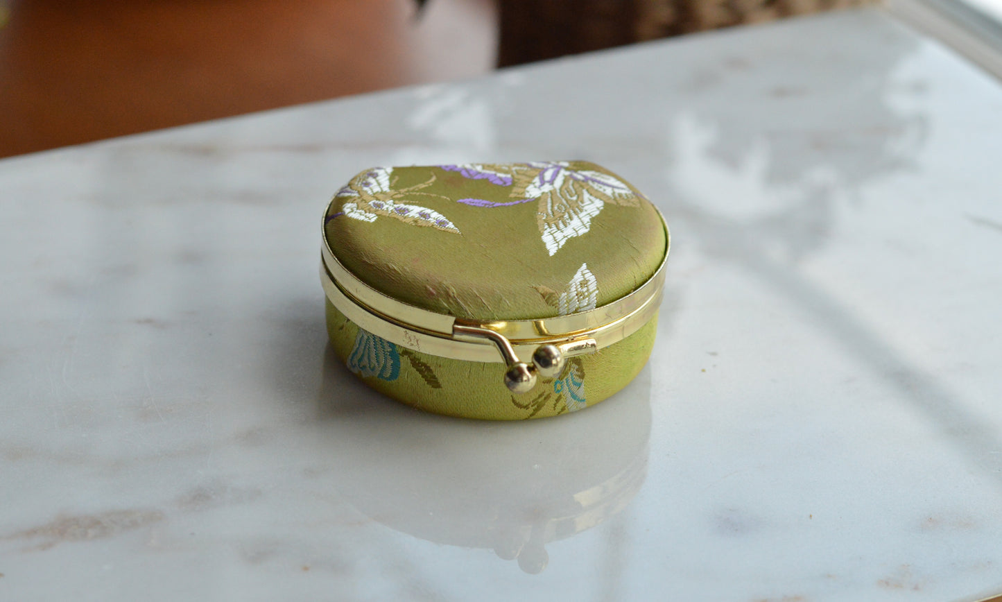 Vintage Japanese Kimono Silk Butterfly Ring Box - Brocade Travel Jewelry Case
