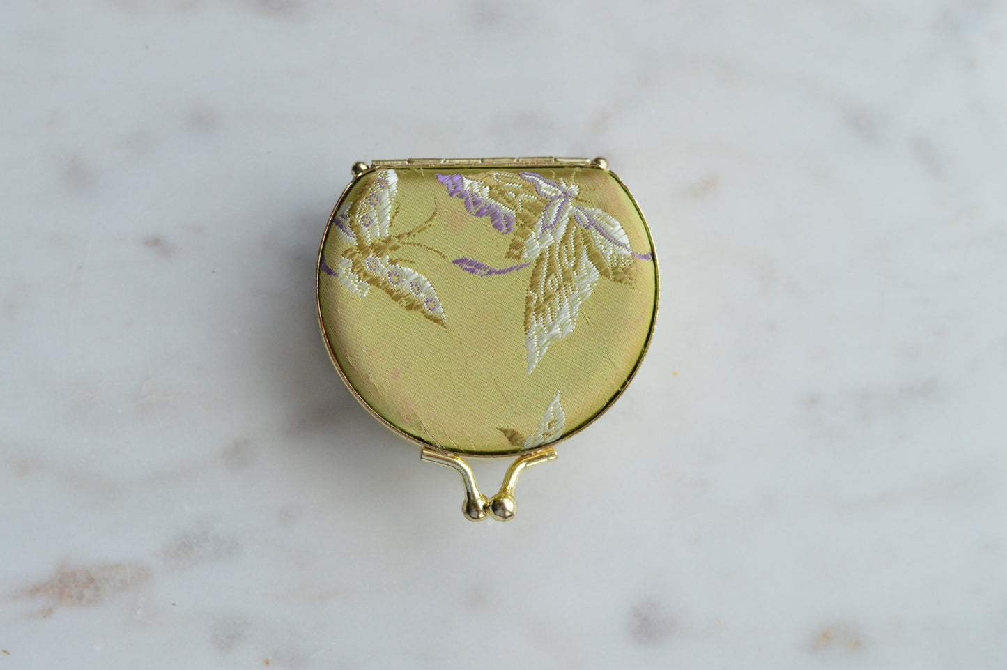 Vintage Japanese Kimono Silk Butterfly Ring Box - Brocade Travel Jewelry Case