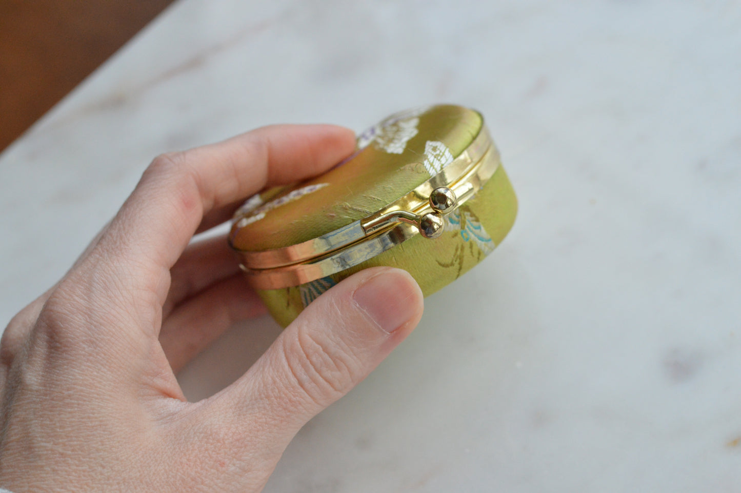Vintage Japanese Kimono Silk Butterfly Ring Box - Brocade Travel Jewelry Case