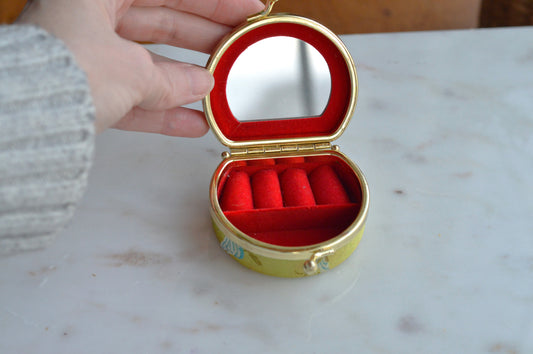 Vintage Japanese Kimono Silk Butterfly Ring Box - Brocade Travel Jewelry Case
