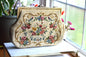 Vintage Petit Point Needlepoint Handbag - Floral Bouquet Embroidery - Ornate Gold Tone Kiss Lock Frame - Romantic Regency Style Purse