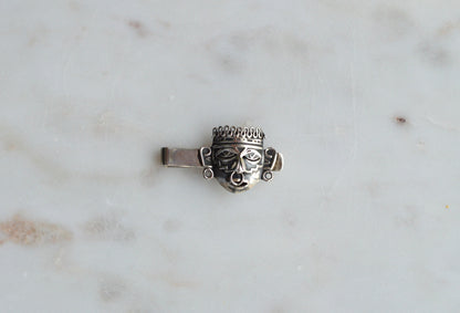 Vintage Mexican Sterling Silver Tie Clip, Aztec Warrior Mask Tie Bar, Signed SOF Mexico 925, Mid-Century Modern Men’s Accessory
