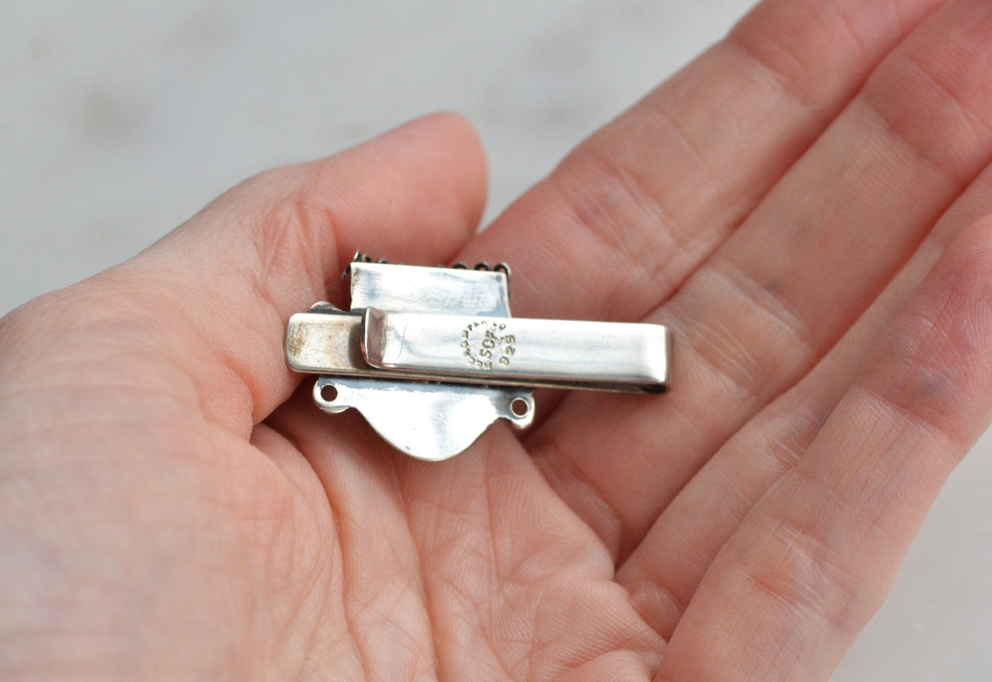Vintage Mexican Sterling Silver Tie Clip, Aztec Warrior Mask Tie Bar, Signed SOF Mexico 925, Mid-Century Modern Men’s Accessory