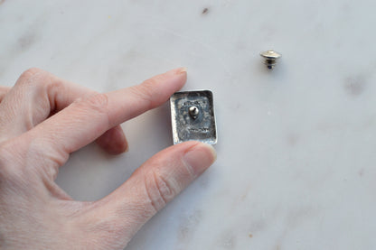 Vintage 1940s Handmade Sterling Silver Banded Agate Tie Tack Pin - Mid Century Artisan Southwestern Lapel Pin