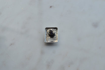 Vintage 1940s Handmade Sterling Silver Banded Agate Tie Tack Pin - Mid Century Artisan Southwestern Lapel Pin