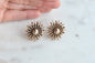Vintage 1960s Gold Sunburst Stud Earrings - MCM Sputnik Starburst Jewelry - Retro Atomic Style