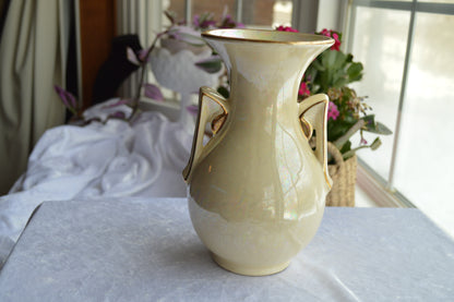 Art Deco Design Iridescent Lusterware 22 Karat Gold Trim Double Handles
