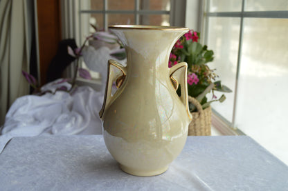 Art Deco Design Iridescent Lusterware 22 Karat Gold Trim Double Handles