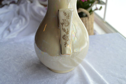 Art Deco Design Iridescent Lusterware 22 Karat Gold Trim Double Handles