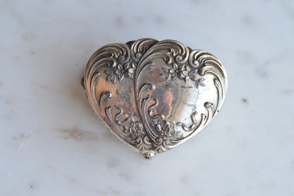 Vintage Wittnauer Diamond Sweetheart Watch Box, Silver Plate Double Heart Jewelry Casket, Art Nouveau Footed Bracelet Box