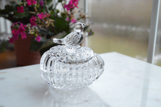 Vintage Hofbauer Byrdes Crystal Egg-shaped Trinket Dish