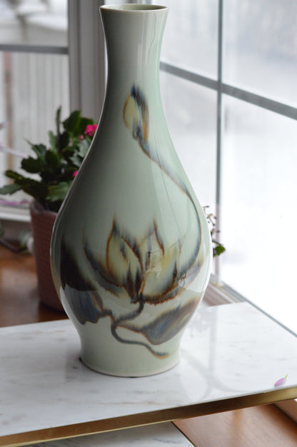 Vintage Mid-Century Modern Vontury Studio Pottery "Bulb" Vase - Hand-Signed Porcelain