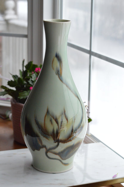 Vintage Mid-Century Modern Vontury Studio Pottery "Bulb" Vase - Hand-Signed Porcelain