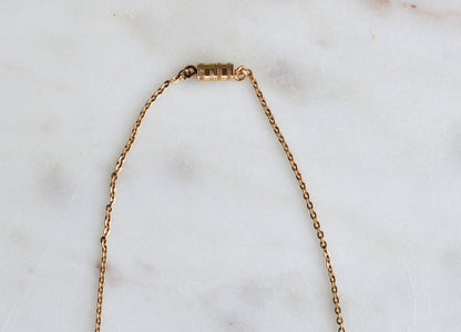 Vintage 10K Gold Filled Enamel Bar Necklace - Seed Pearl Floral Pendant - Victorian Revival Barware Jewelry
