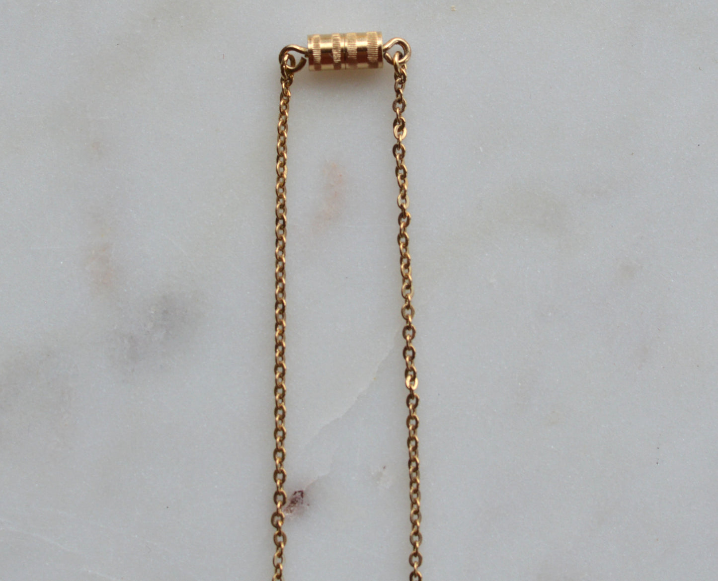 Vintage 10K Gold Filled Enamel Bar Necklace - Seed Pearl Floral Pendant - Victorian Revival Barware Jewelry