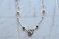 Vintage Silver-Tone Faux Pearl & Filigree Station Necklace – 34" Continuous Endless Sautoir, Textured Ring Pendant