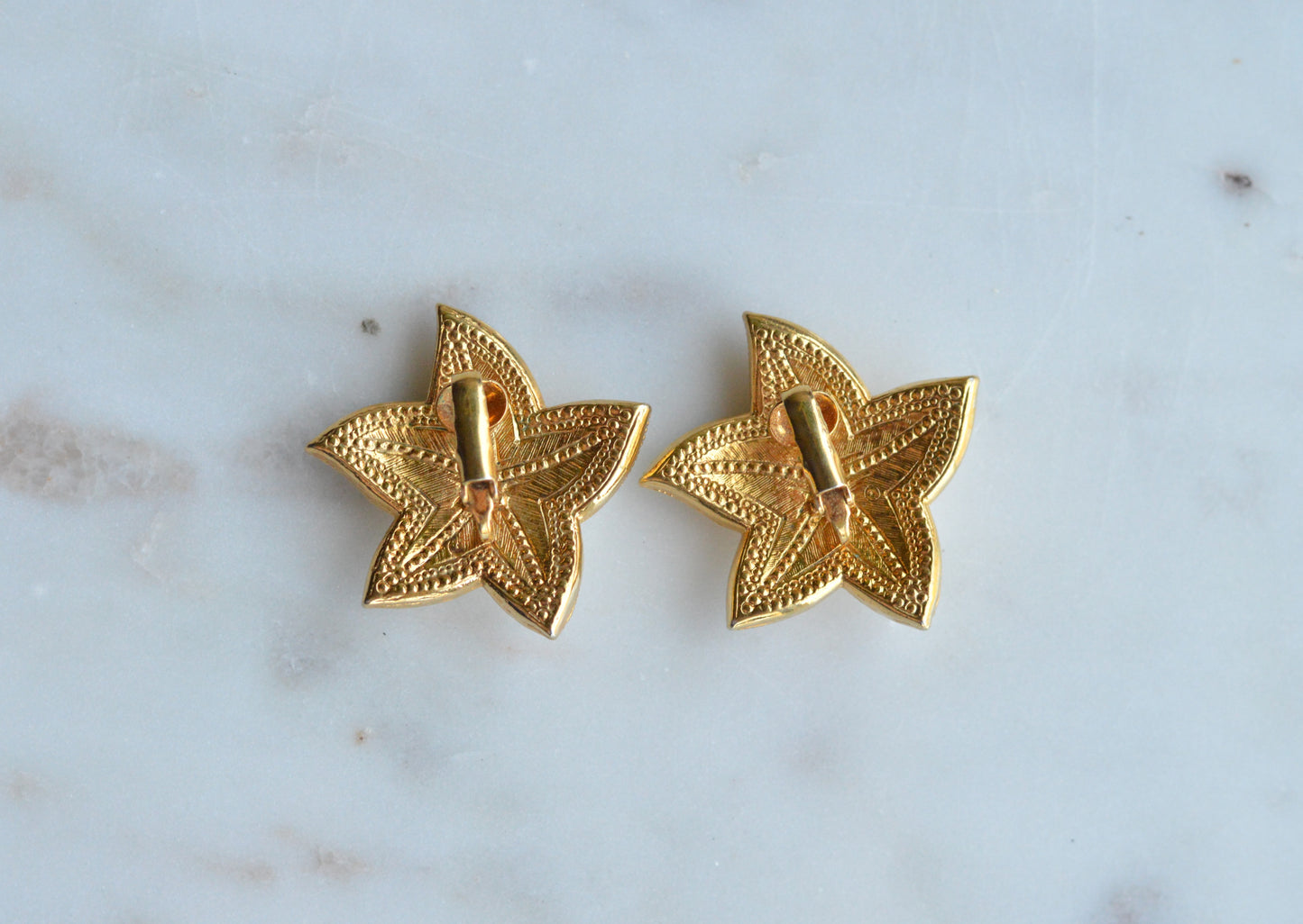 Vintage Star Earrings • Faux Pearl Beaded Stars with Gold Trim • Statement Studs • 80s Costume Jewelry • Retro Glam Gift for Her