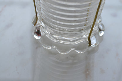 Vintage Anchor Hocking Manhattan Ribbed Glass Vase with Gold Filigree Accents - Art Deco Style