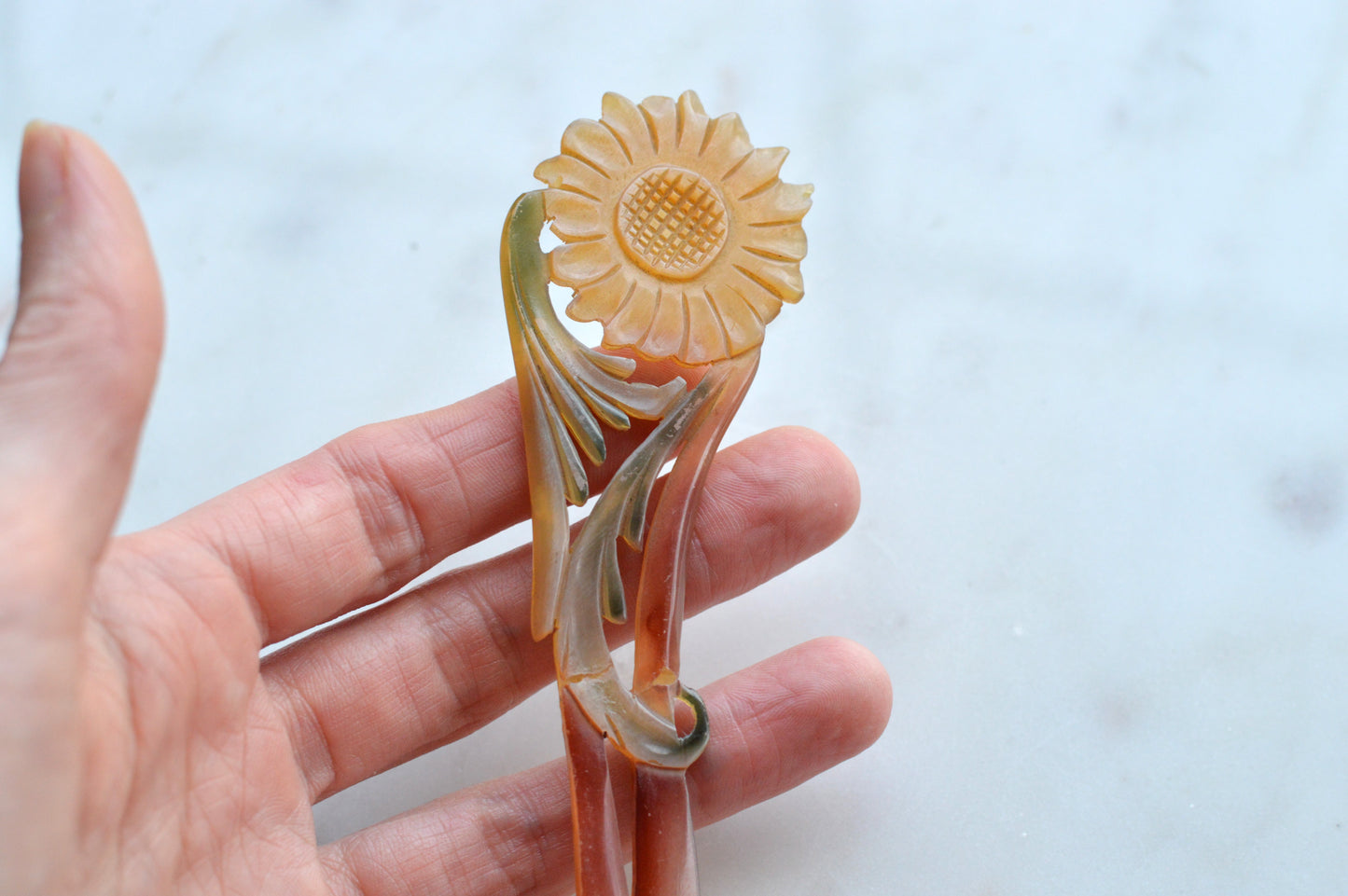 Antique Celluloid Floral Letter Opener – Souvenir of Locarno, Switzerland – Early 1900s Carved "French Ivory" Has Been Repaired