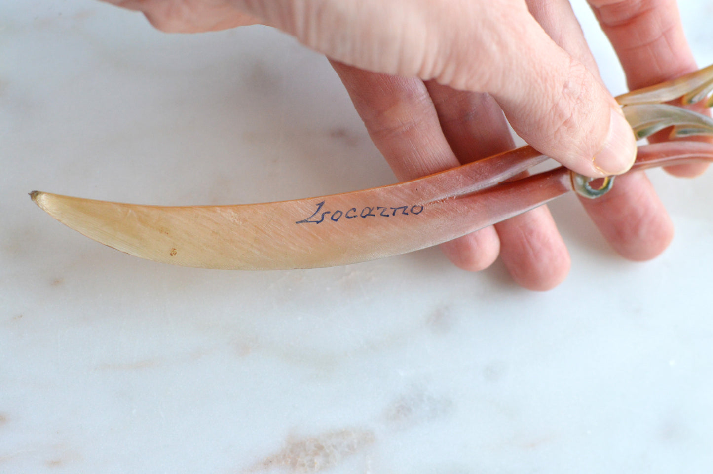 Antique Celluloid Floral Letter Opener – Souvenir of Locarno, Switzerland – Early 1900s Carved "French Ivory" Has Been Repaired