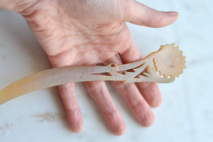 Antique Celluloid Floral Letter Opener – Souvenir of Locarno, Switzerland – Early 1900s Carved "French Ivory" Has Been Repaired