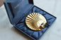 Vintage Estée Lauder Golden Shell Compact—Moisture-Balanced Translucent Face Powder (Ecru-01), 1980s/90s Collectible Vanity Piece