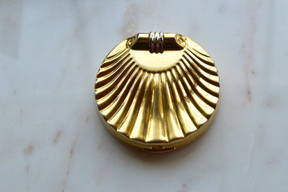 Vintage Estée Lauder Golden Shell Compact—Moisture-Balanced Translucent Face Powder (Ecru-01), 1980s/90s Collectible Vanity Piece