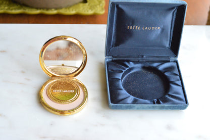 Vintage Estée Lauder Golden Shell Compact—Moisture-Balanced Translucent Face Powder (Ecru-01), 1980s/90s Collectible Vanity Piece