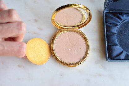 Vintage Estée Lauder Golden Shell Compact—Moisture-Balanced Translucent Face Powder (Ecru-01), 1980s/90s Collectible Vanity Piece