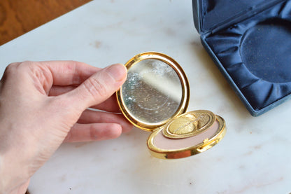 Vintage Estée Lauder Golden Shell Compact—Moisture-Balanced Translucent Face Powder (Ecru-01), 1980s/90s Collectible Vanity Piece