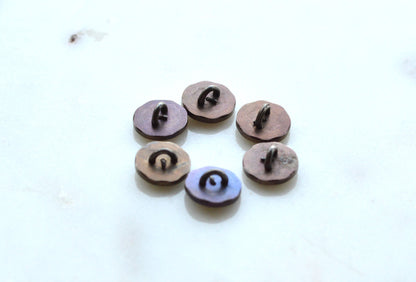 Set of 6 Antique Victorian Cut Steel Buttons – Crescent & Faceted Floral Design – 1/2" Steel Cup Construction – Circa 1880s