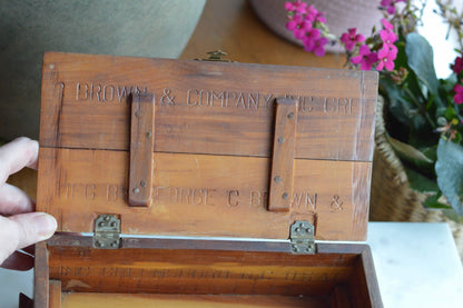 Vintage George C. Brown & Co. Cedar Keepsake Box – Antique Greensboro NC Advertising Crate, Rustic Wooden Treasure Chest