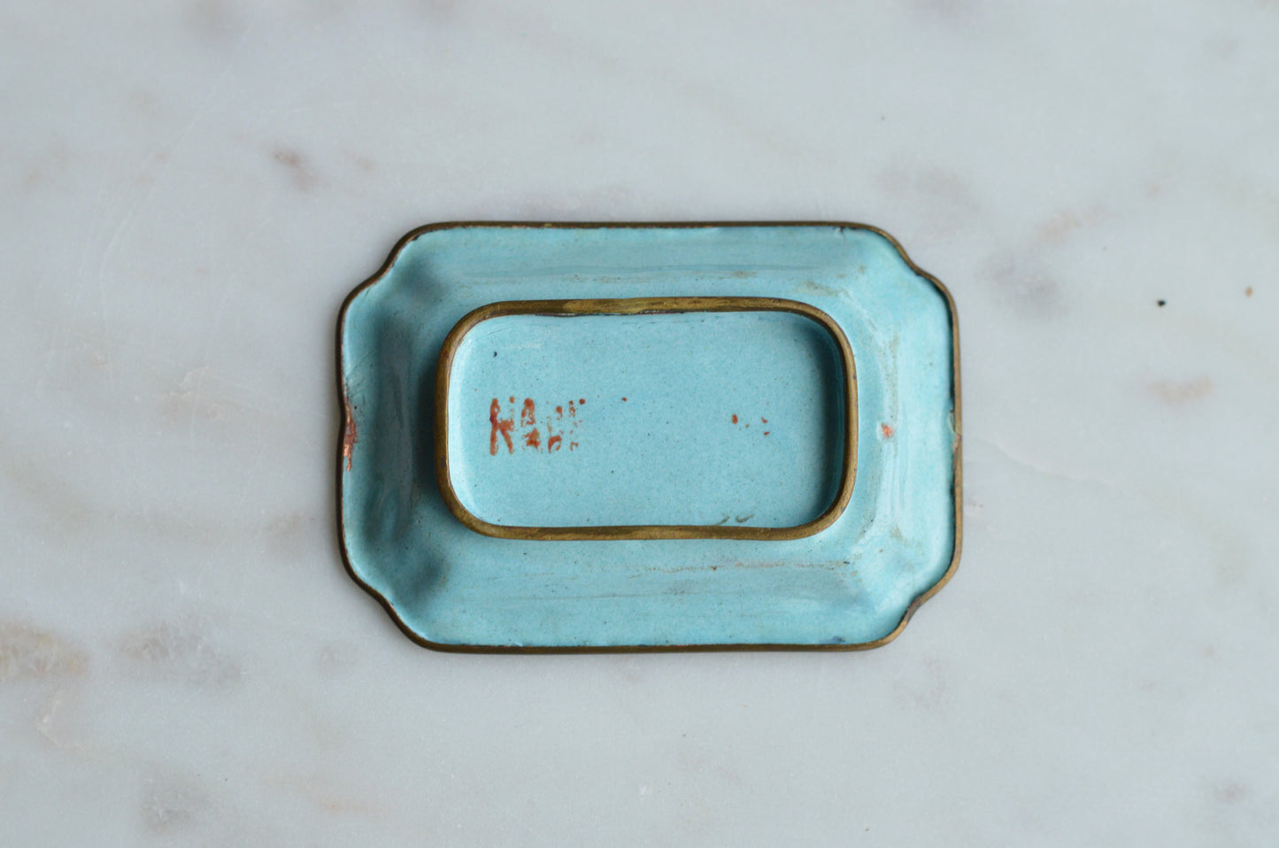 Vintage Chinese Canton Enamel Trinket Dish - Hand-Painted Bright Yellow Floral Pin Tray - Mid-Century Copper Enamelware