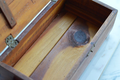 Vintage George C. Brown & Co. Cedar Keepsake Box – Antique Greensboro NC Advertising Crate, Rustic Wooden Treasure Chest