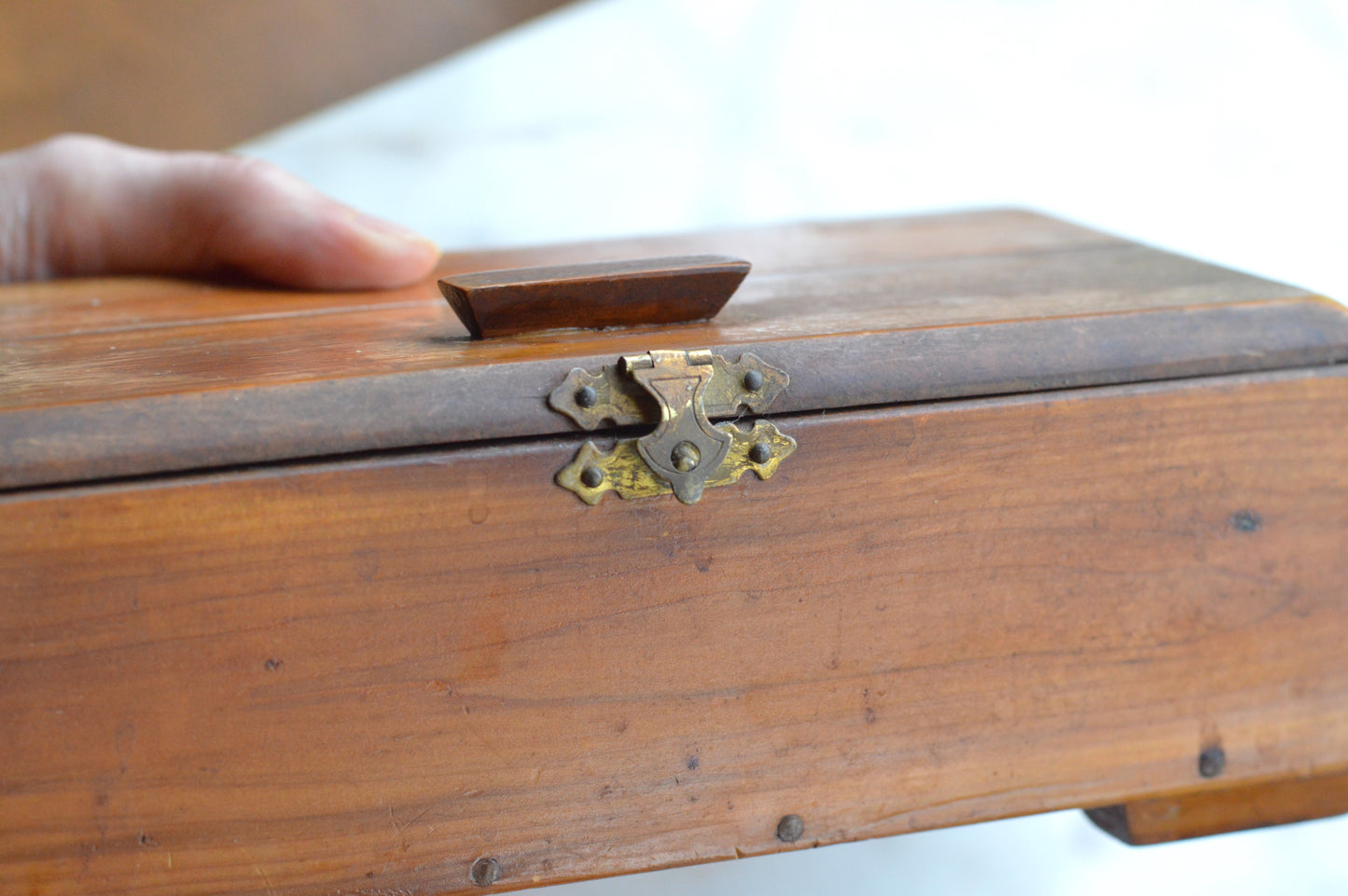 Vintage George C. Brown & Co. Cedar Keepsake Box – Antique Greensboro NC Advertising Crate, Rustic Wooden Treasure Chest