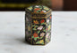 Vintage Chinese Cloisonné Hexagonal Trinket Box – Mid-Century Black Enamel Floral Motif – Small Brass Lidded Match Holder or Pill Box (2” Tall)