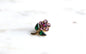 Vintage 1960's Gold-Tone Rhinestone Flower Pin - Purple & Emerald Green Crystal Floral Brooch