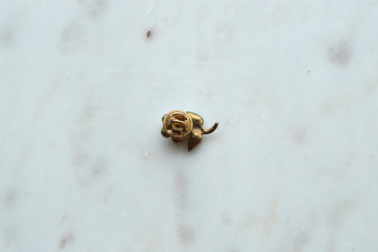 Vintage 1960's Gold-Tone Rhinestone Flower Pin - Purple & Emerald Green Crystal Floral Brooch