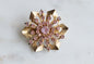 Vintage Pink Rhinestone Starburst Brooch, Gold Tone MCM Atomic Sunburst Pin, 1950s-60s Costume Jewelry Gift for Her