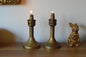 Antique Victorian Spring-Loaded Brass Candlesticks - Pair of Functional "Eternal" Candle Holders with Filigree Crowns - c. 1890-1915