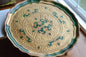 Large 15" Vintage Italian Florentine Round Tray | Green & Gold Gilt Gilded Wood | Ornate Scalloped Hand-Painted Serving Platter | Made in Italy