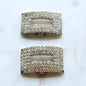 Signed MUSI Large Art Deco Rhinestone Shoe Clips – Clear Crystal Pavé Buckle Clips – Signed Mid Century Bridal or Evening Accessories