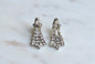 Vintage 1950s Rhinestone Chandelier Earrings – Clear Crystal Waterfall Drop Earrings – Mid-Century Bridal Wedding Jewelry – Silver Tone Statement