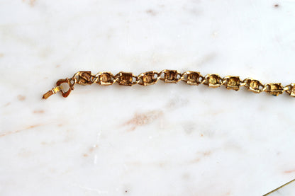 Signed LJM Laurentian Etruscan Revival Bracelet – Multi-Stone Faux Lapis, Turquoise & Seed Pearl – Vintage 1960s Mid-Century Signed Jewelry