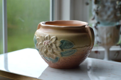Vintage Hull Pottery Water Lily Jardiniere | L-23 Original Label | Mid-Century Matte Art Pottery | c. 1948 USA Ceramic | Pink & Teal Planter