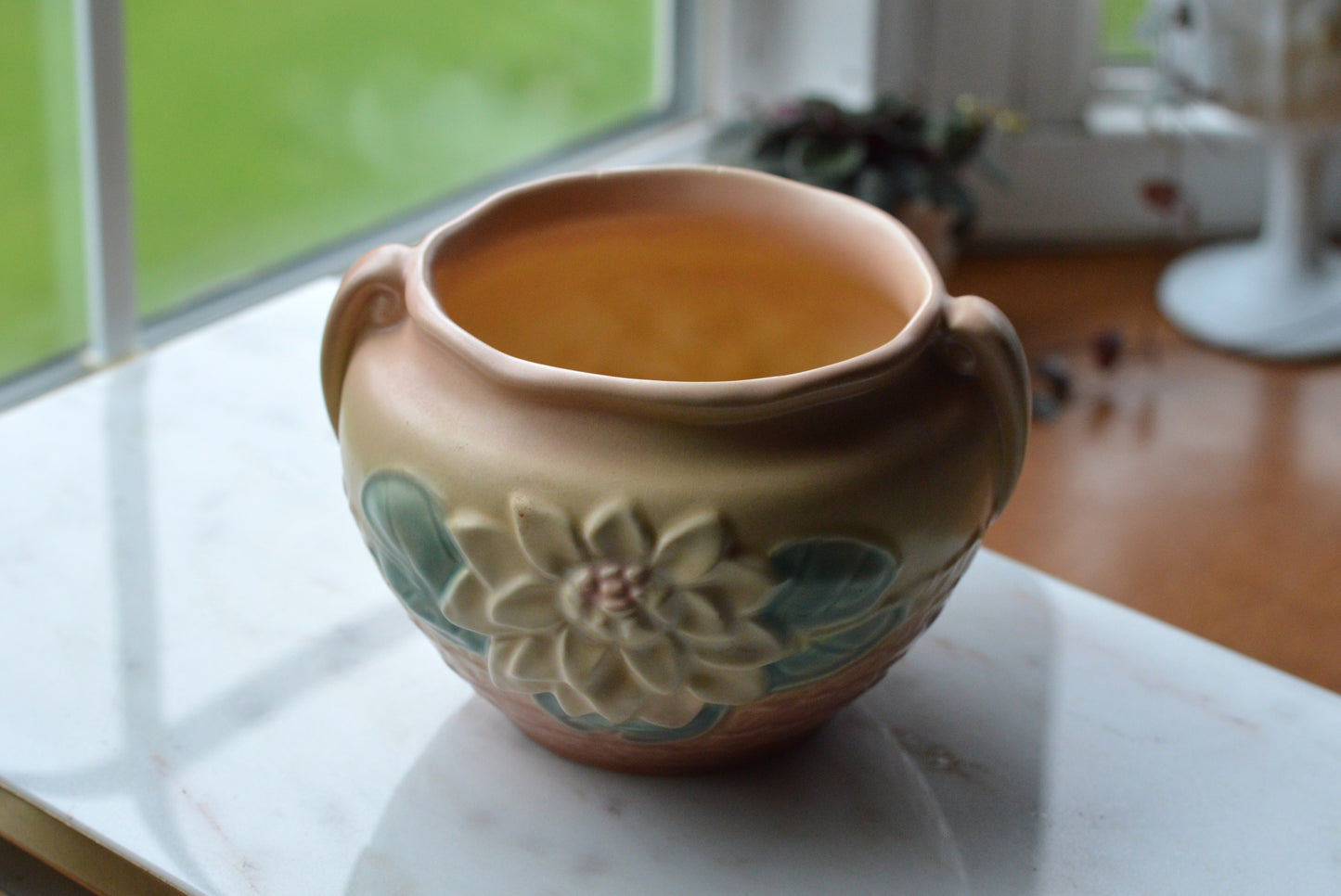 Vintage Hull Pottery Water Lily Jardiniere | L-23 Original Label | Mid-Century Matte Art Pottery | c. 1948 USA Ceramic | Pink & Teal Planter
