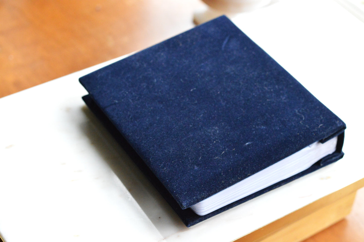 Vintage International Silver Co. Photo Album | Two-Tone Mirrored Cover | 100 Pocket Slip-In Memory Book | 6.5" | Navy Blue Velvet
