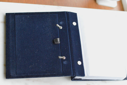 Vintage International Silver Co. Photo Album | Two-Tone Mirrored Cover | 100 Pocket Slip-In Memory Book | 6.5" | Navy Blue Velvet